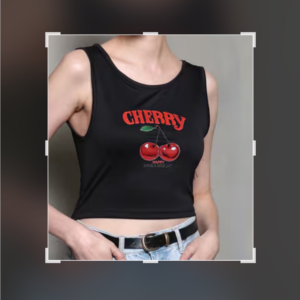 SHEIN Black Cherry Print Tank Top